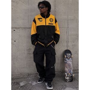 Vintage COOGI Australia Colorblock Track Jacket Black Yellow 69 Past Life Y2K